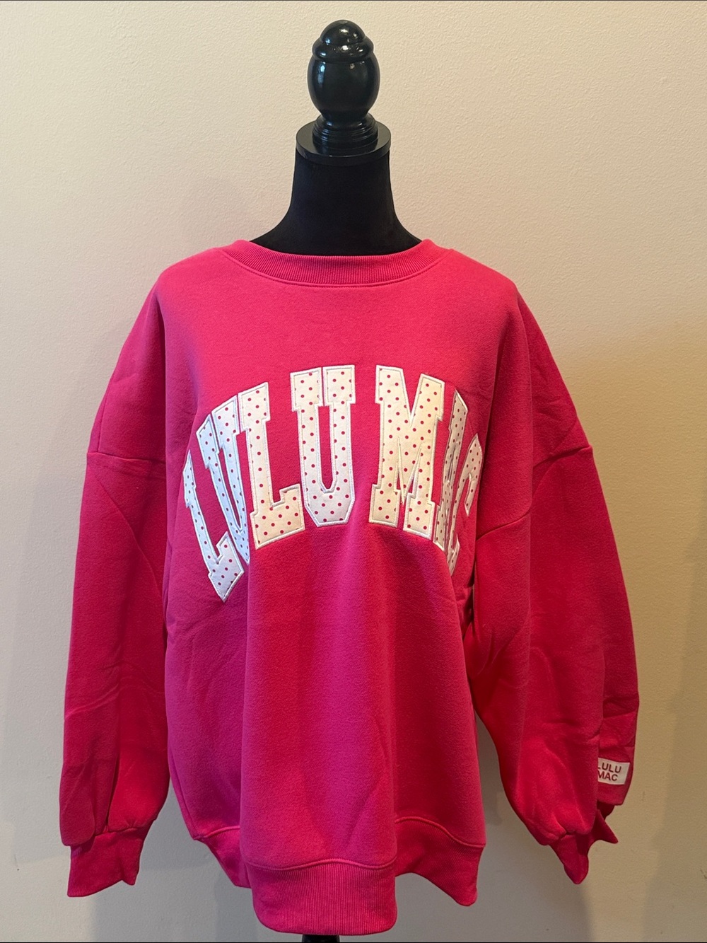 LULU MAC Pink White Polka Dot Women's Sweatshirt Size XXL NEW